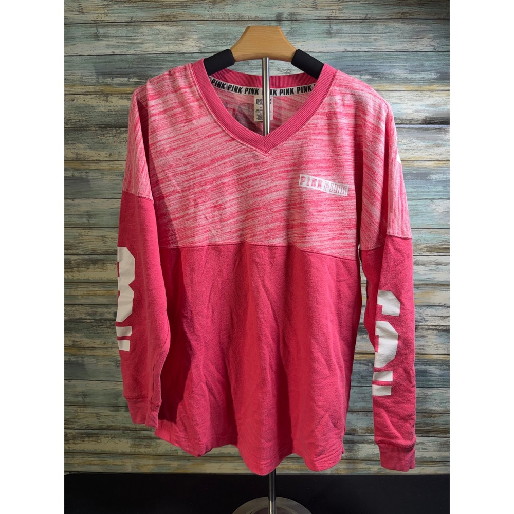 PINK Victoria's Secret Spirit Jersey XS Pink Excellent V-Neck Graphic Oversized